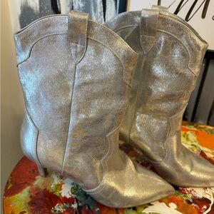 Dolce Vita Silver Metallic Cowboy Boots